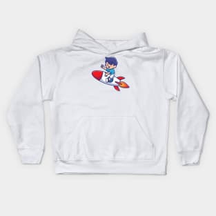 Cute Kid Riding Rocket Kids Hoodie